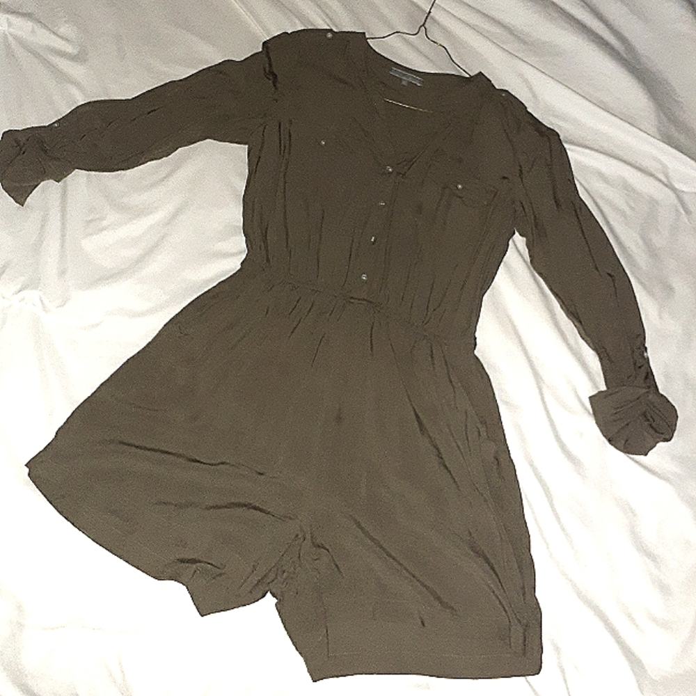 Olive green romper long sleeves shorts